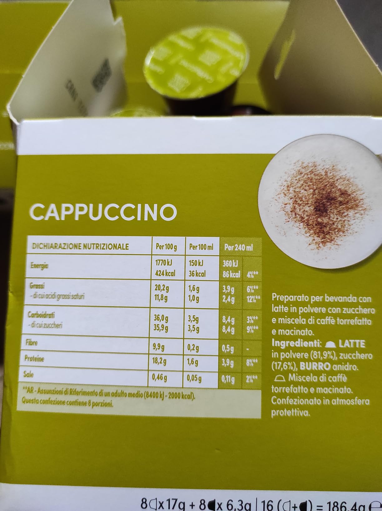 NESCAFÉ Dolce Gusto Cappuccino capsule caffè e latte 96 pezzi senza glutine