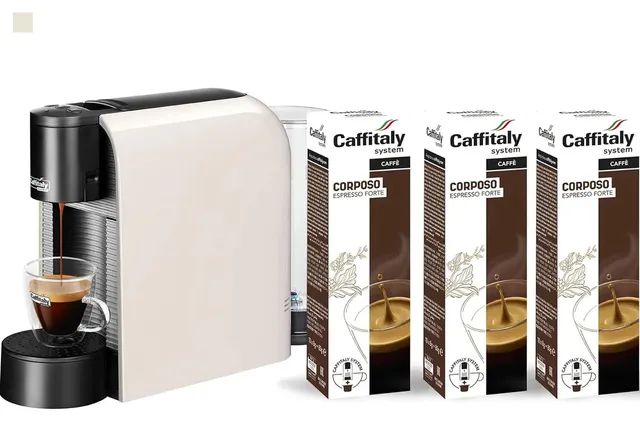 Caffitaly System Volta macchina da caffè bianca con 30 capsule