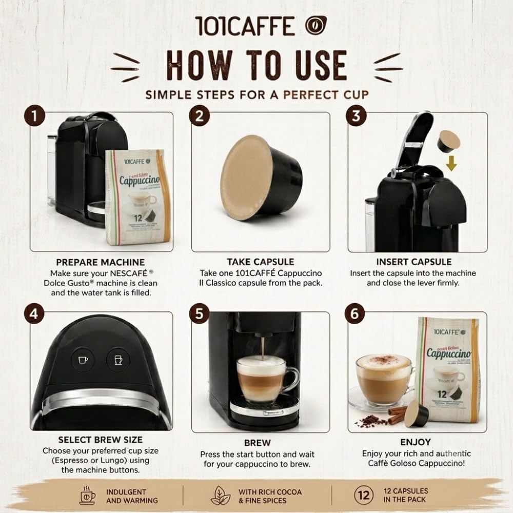 101 Caffè Bevande Golose Cappuccino bevanda in capsule 12 pezzi al latte