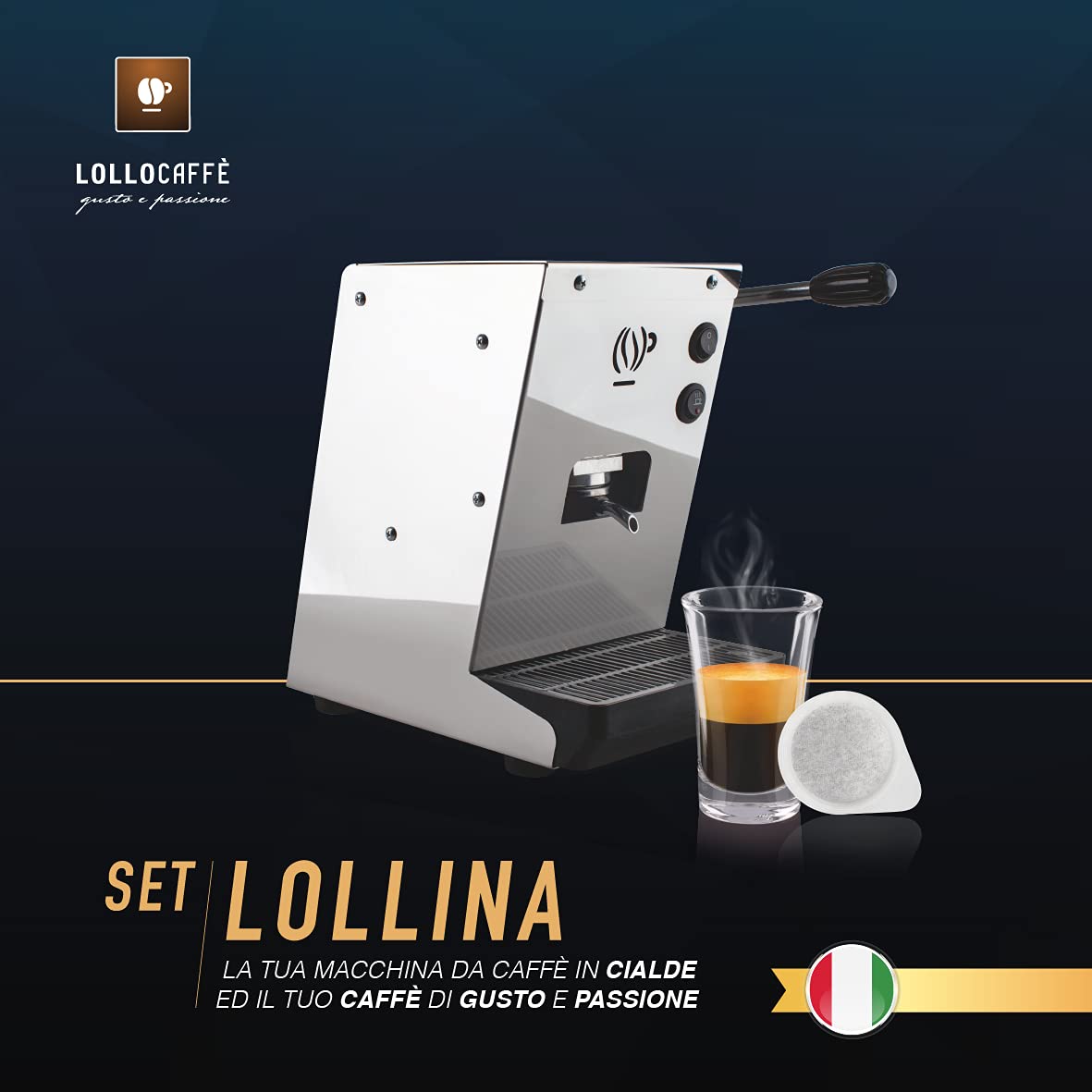 Lollo Caffe Lollina plus Silver macchina per cialde con 40 cialde