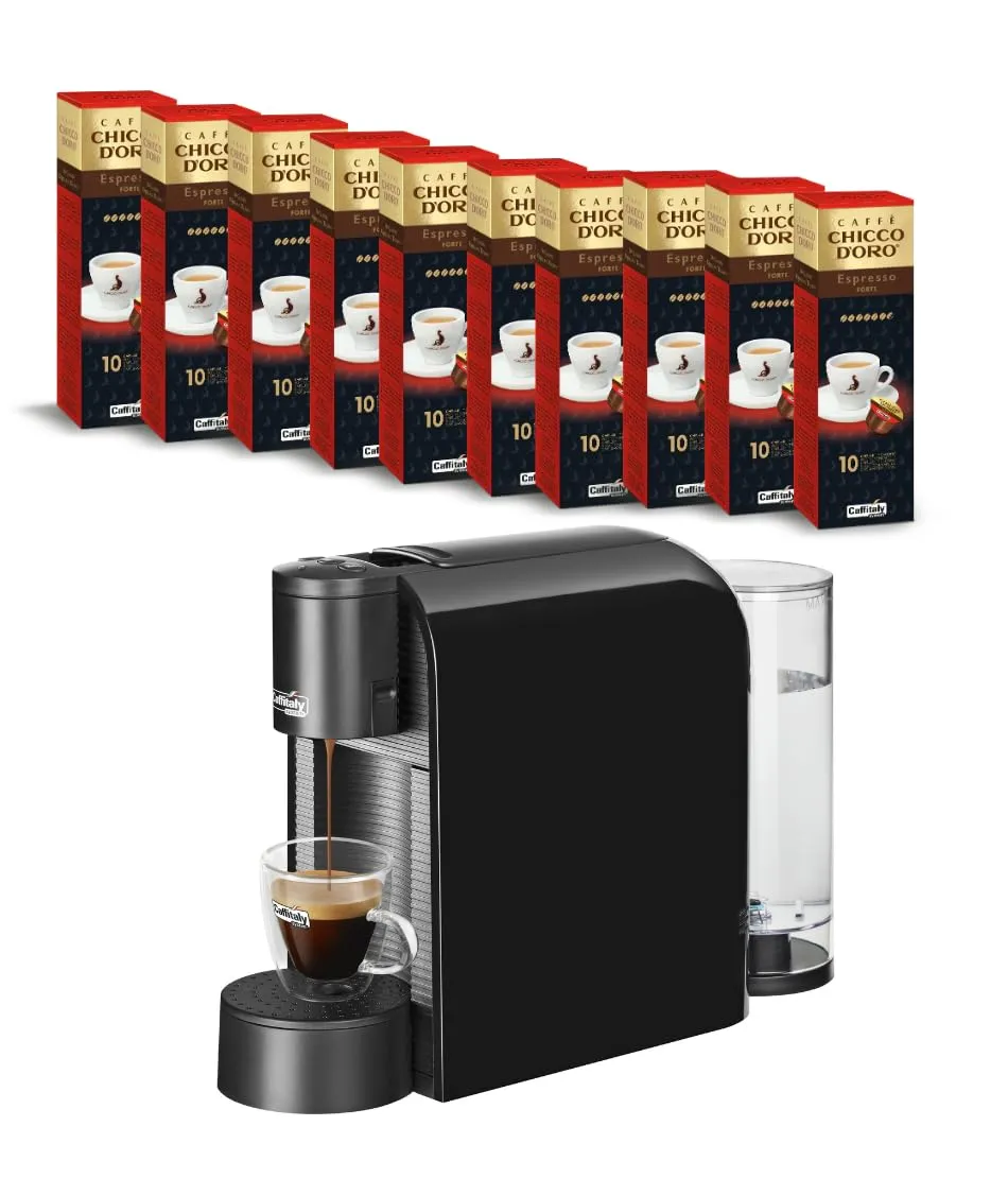 Caffitaly System Macchine da caffè S36 macchina capsule con 100 capsule Espresso Forte