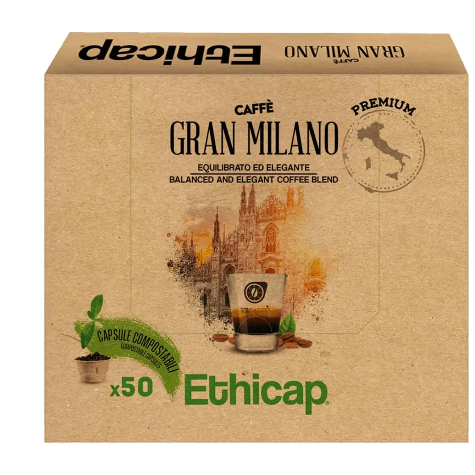 101 Caffè CAFFÈ Gran Milano capsule compostabili 50 pezzi compatibili Ethicap intensità 2/5