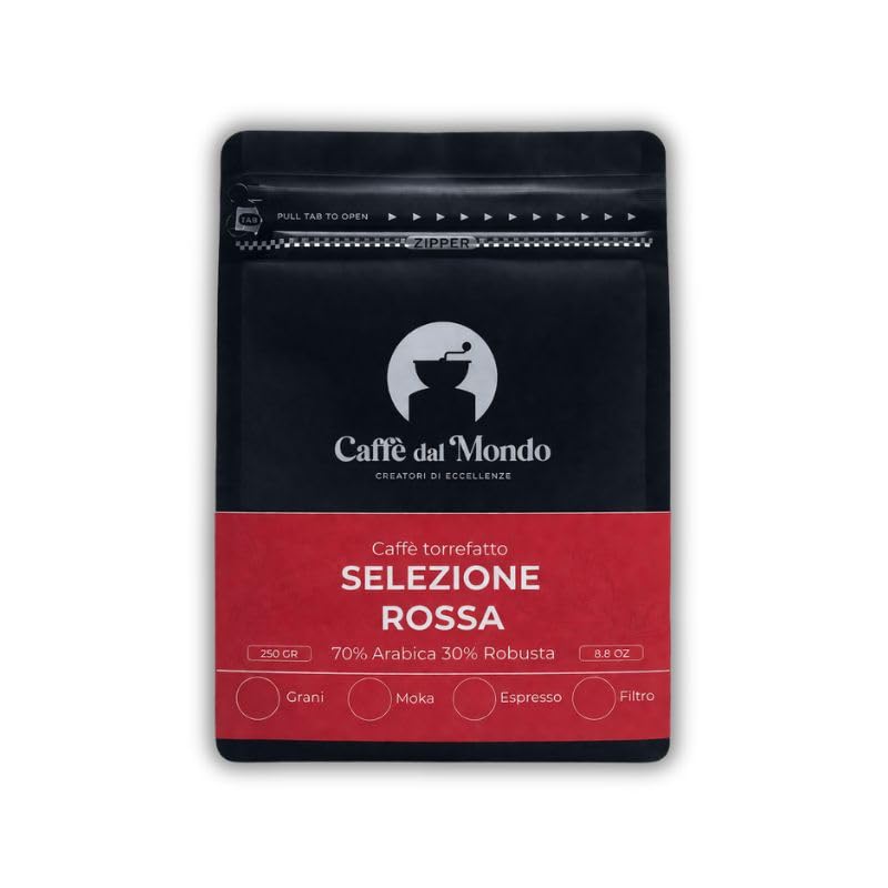 Caffè dal Mondo Caffè in Grani e Macinato Selezione Rossa caffè macinato 250 g 70% Arabica