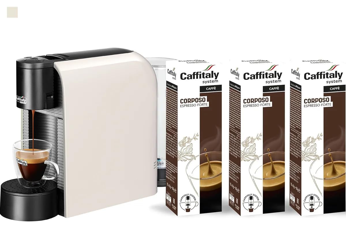 Caffitaly System Volta macchina da caffè bianca con 30 capsule
