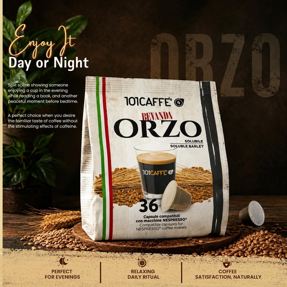 101 Caffè BEVANDE AI CEREALI Orzo capsule 36 pezzi senza caffeina